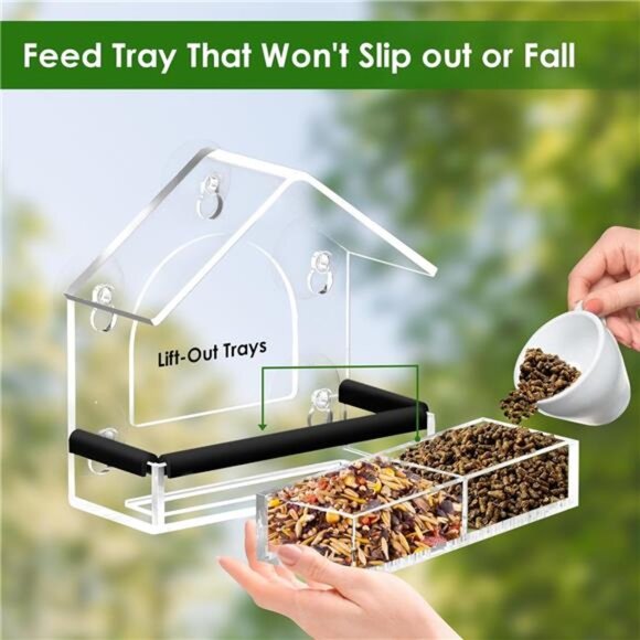 Clear Window Bird Feeder with 5 Extra Strong Suction Cups, Sturdy and Durable - Picture 4 of 7